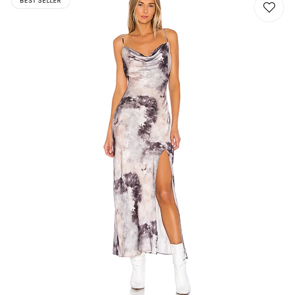 Krystal Slit Maxi Dress in Grey Tie Dye by Superdown